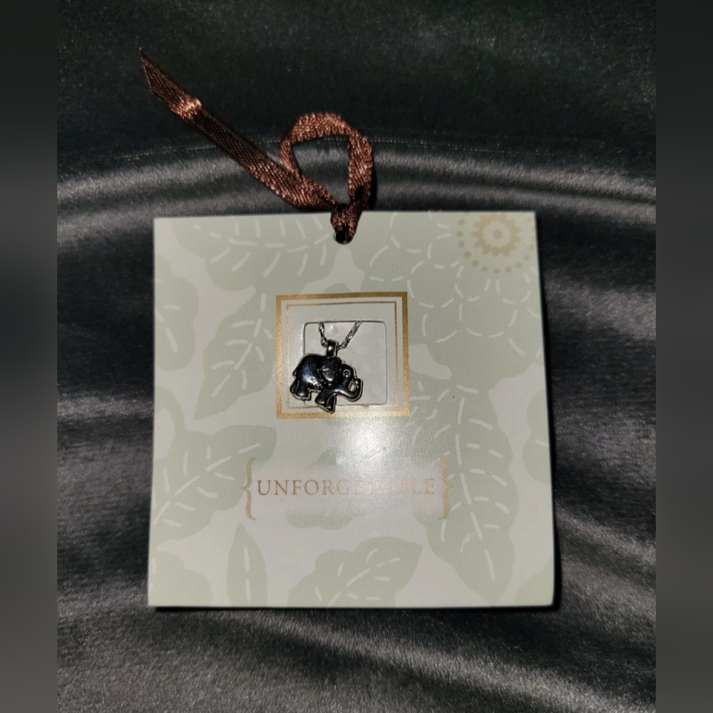 Carded Giftable Unforgettable Charm Necklace Silver 18 in Chain Elephant